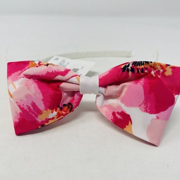 Janie and Jack Baby/Toddler Girls One Size White Headband & Pink Floral Bow - Picture 1 of 5